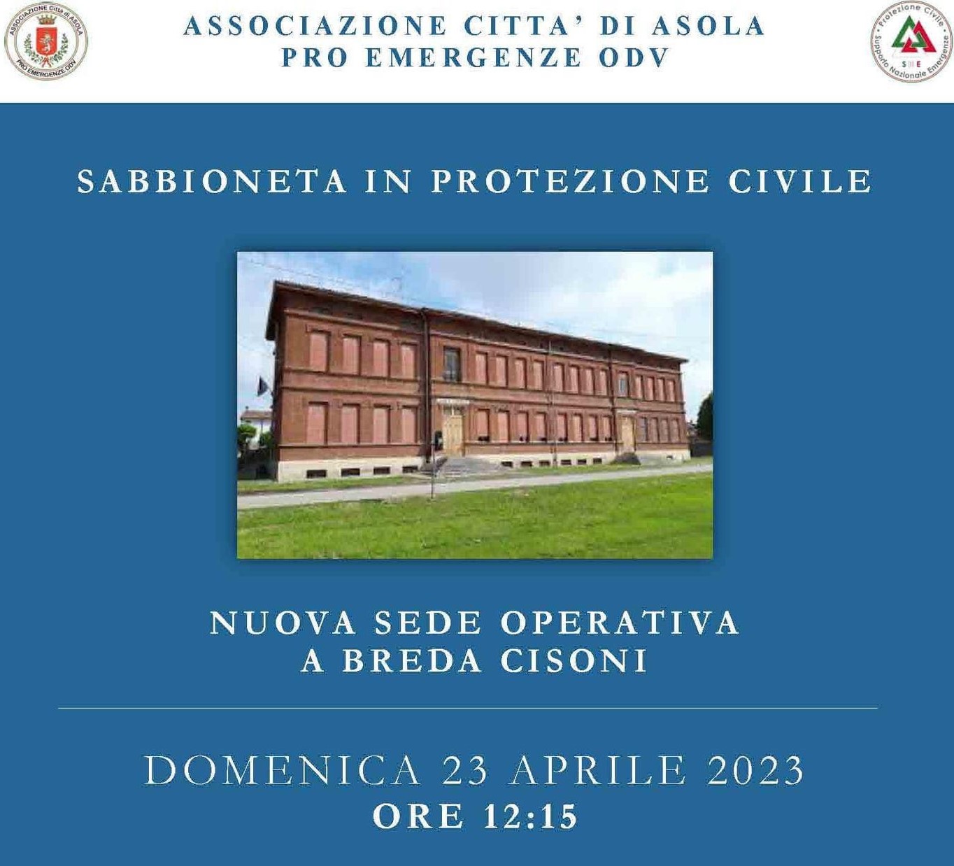 Inaugurazione sede protezione civile in breda cisoni - associazione citta' di asola pro emergenze odv
